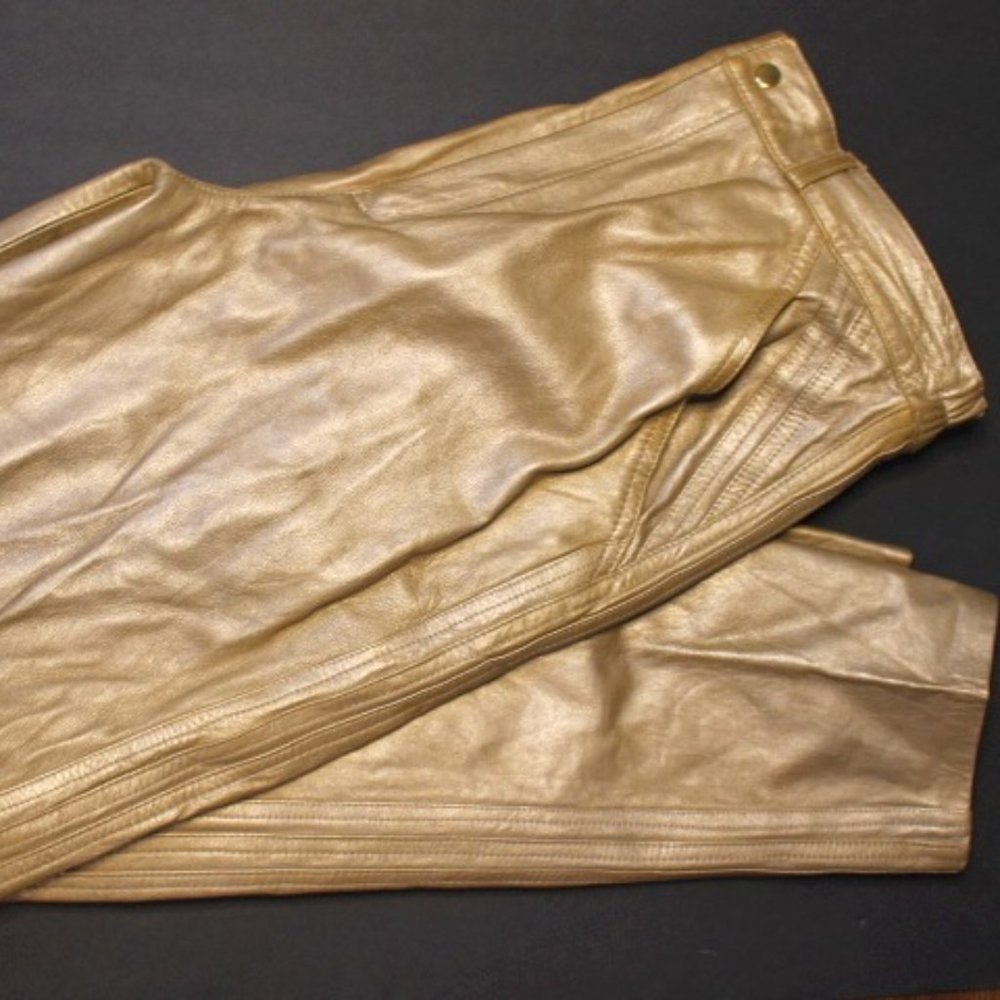Vintage Bronze Lined Leather Metallic Pants